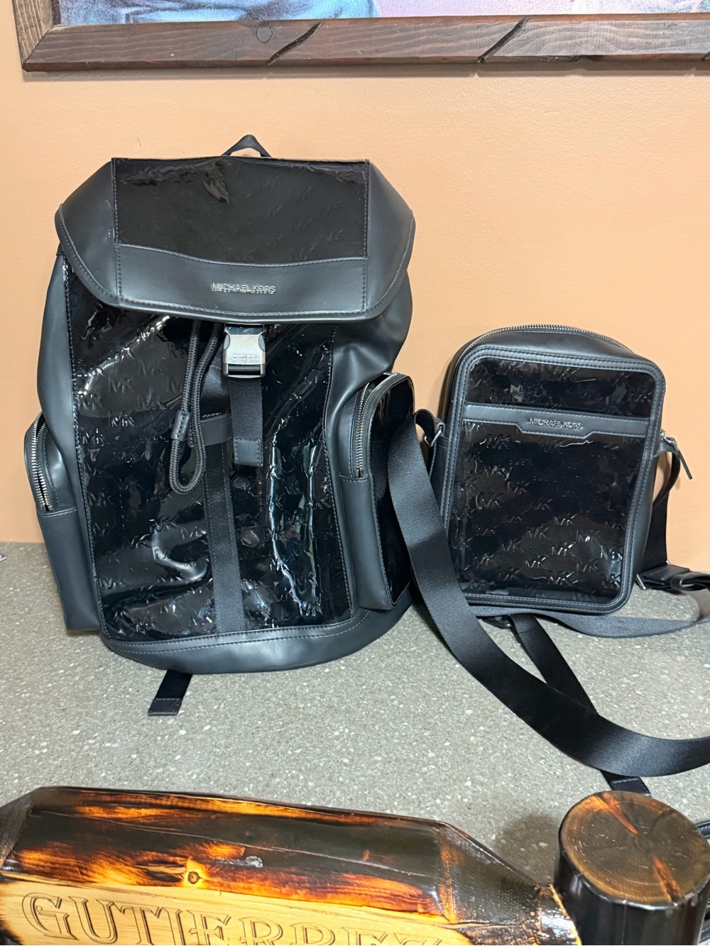 Michael Kors Black Men's Backpack and Crossbody Set